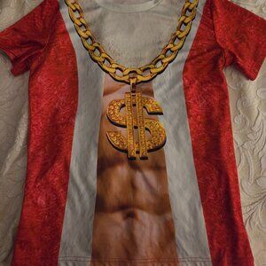 Christmas funny Santa with abs and chain t shirt